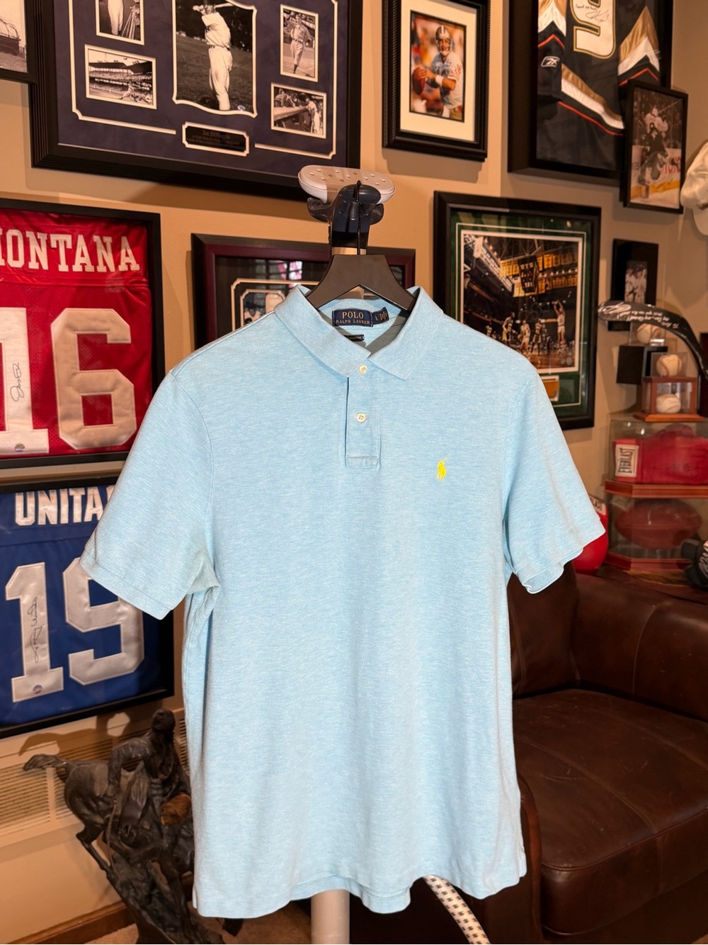 RARE Color Polo by Ralph Lauren Men's Light Blue/Aqua Short Sleeve Polo - Large